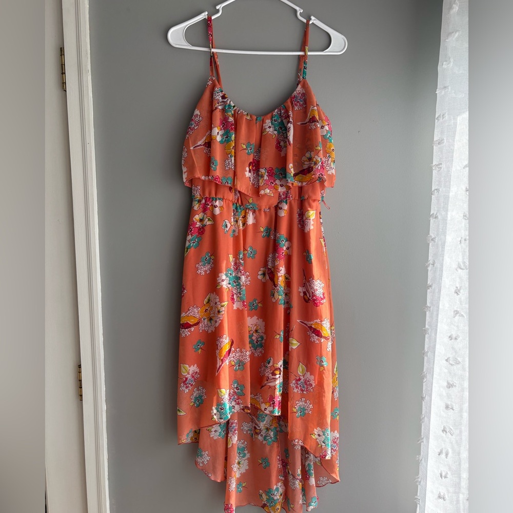 Floral Orange High-low Dress